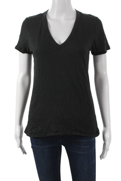 Rag & Bone Women Basic V-Neck Black T-Shirt Pima Cotton Size S