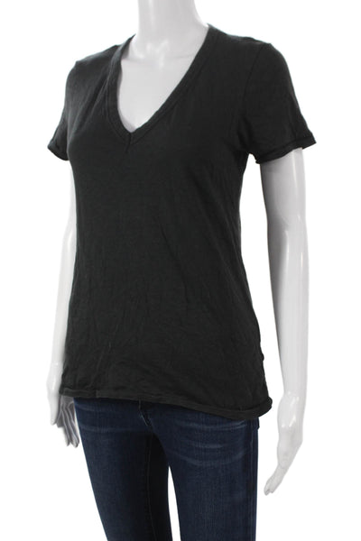 Rag & Bone Women Basic V-Neck Black T-Shirt Pima Cotton Size S