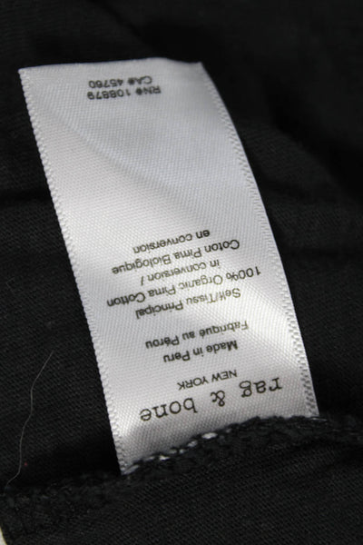 Rag & Bone Women Basic V-Neck Black T-Shirt Pima Cotton Size S