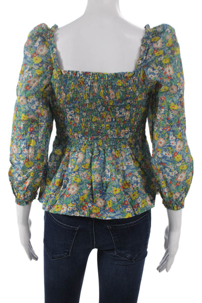 Birds of Paradis by Trovata Womens Floral Square Neck Blouse Size S