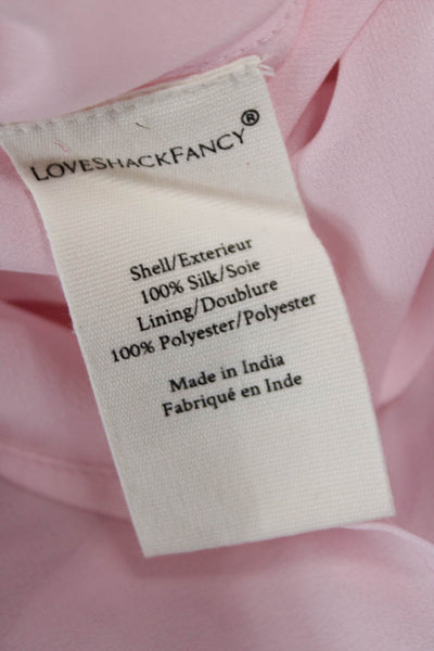 Love Shack Fancy Womens Pink Fit & Flare Silk Dress Square Neck Size 00