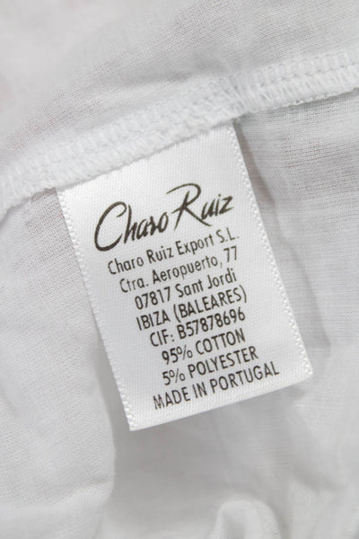 Charo Ruiz Women A-Line White Floral Cotton Short Skirt Size S