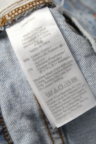 Madewell Women Wide-Leg Jeans Blue Cotton Blend Button Mid Rise Size 26