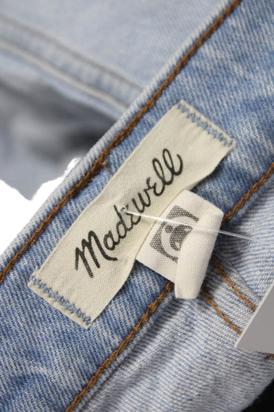 Madewell Women Wide-Leg Jeans Blue Cotton Blend Button Mid Rise Size 26