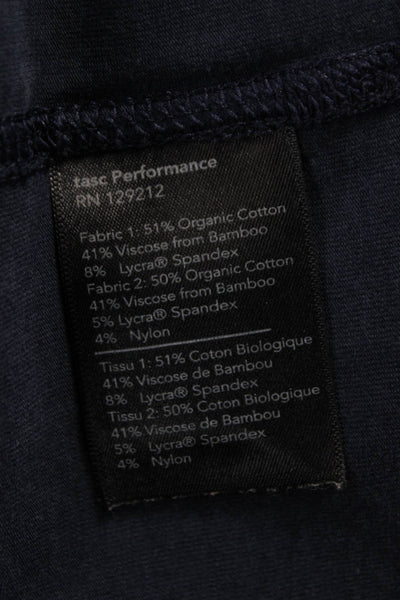 Tasc Mens Organic Cotton Collared Long Sleeve Pullover T Shirt Blue Zip Size L