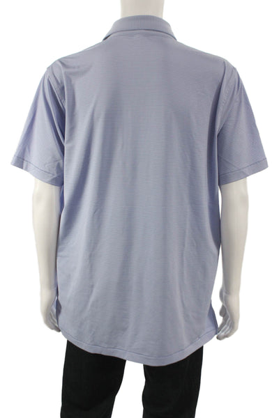 Peter Millar Mens Short Sleeve Collared Striped Polo Shirt Blue Purple Large