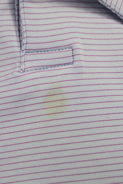Peter Millar Mens Short Sleeve Collared Striped Polo Shirt Blue Purple Large
