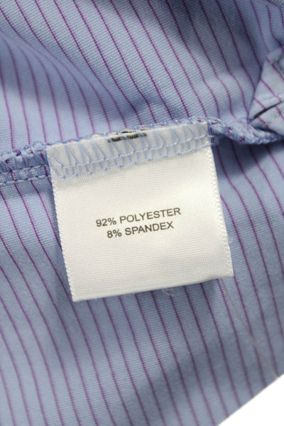 Peter Millar Mens Short Sleeve Collared Striped Polo Shirt Blue Purple Large