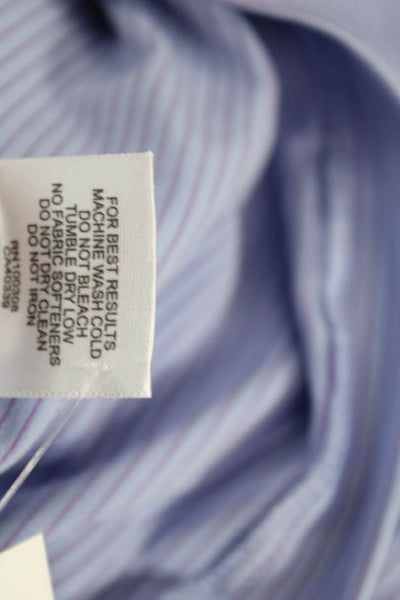 Peter Millar Mens Short Sleeve Collared Striped Polo Shirt Blue Purple Large