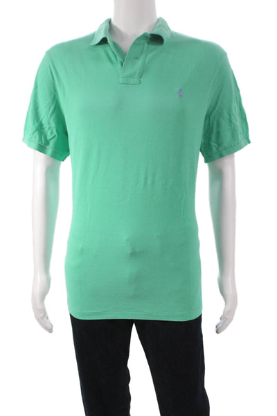 Polo Ralph Lauren Mens Short Sleeve Collared Knit Polo Shirt Green Size Large
