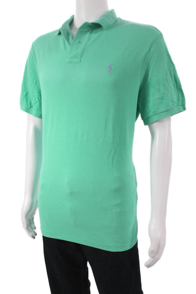 Polo Ralph Lauren Mens Short Sleeve Collared Knit Polo Shirt Green Size Large