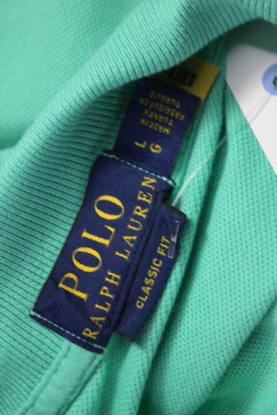 Polo Ralph Lauren Mens Short Sleeve Collared Knit Polo Shirt Green Size Large