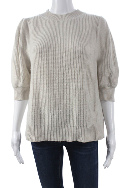 Charlotte Brody Women Beige Merino Mock Neck Sweater 3/4 Sleeve Size XL