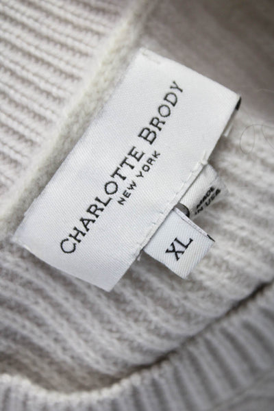 Charlotte Brody Women Beige Merino Mock Neck Sweater 3/4 Sleeve Size XL