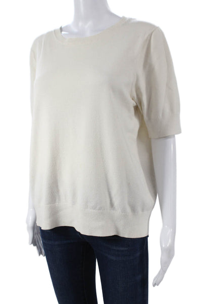White Label Women Ivory Short Sleeve Crew Neck Pullover Sweater Size 12