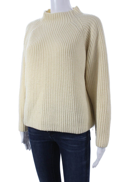 Zara Women Ivory Pullover Sweater Mock Neck Long Sleeve Acrylic Size M