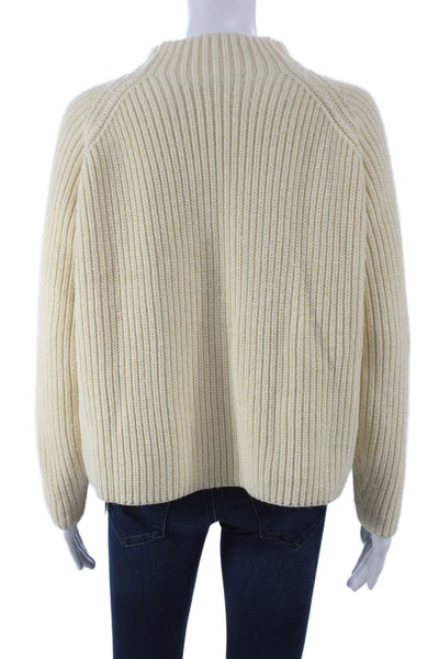 Zara Women Ivory Pullover Sweater Mock Neck Long Sleeve Acrylic Size M