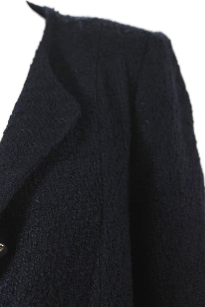 Zara Womens Overcoat Blue Acrylic Button Long Sleeve Solid Fall Size L