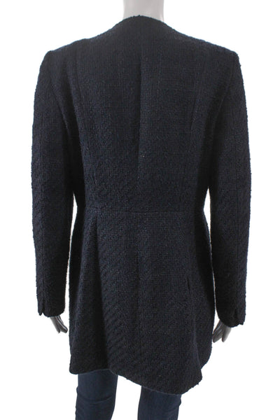 Zara Womens Overcoat Blue Acrylic Button Long Sleeve Solid Fall Size L