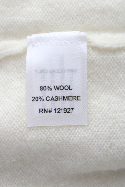 Johnnie-o Womens Cardigan Ivory V Neck 3/4 Sleeve Wool Fall Size One Size