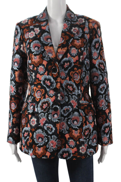 Theory Womens Multicolor Floral Blazer Long Sleeve Size 12