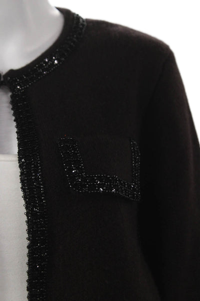 Zara Womens Brown Wool Basic Jacket Hook & Eye Long Sleeve Size M