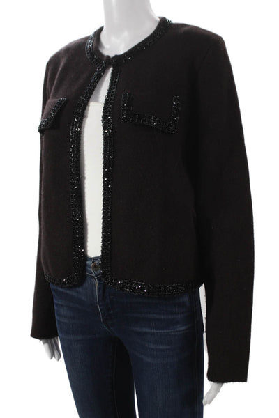 Zara Womens Brown Wool Basic Jacket Hook & Eye Long Sleeve Size M