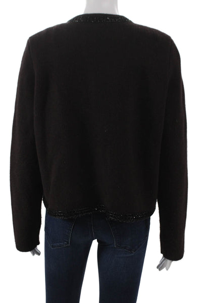 Zara Womens Brown Wool Basic Jacket Hook & Eye Long Sleeve Size M