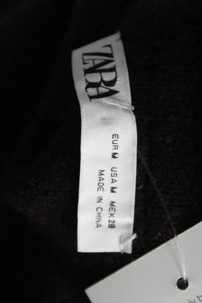 Zara Womens Brown Wool Basic Jacket Hook & Eye Long Sleeve Size M