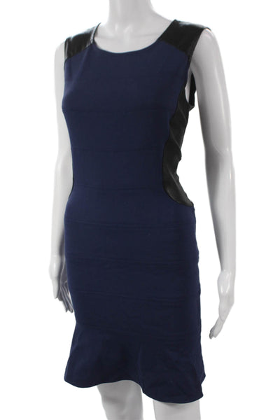 Comptoir Des Cotonniers Womens Blue Bodycon Knee Dress Zip Size 38