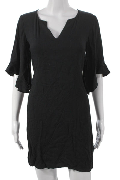 Ella Moss Women Black V-Neck 3/4 Sleeve Mini Dress Rayon Size XS