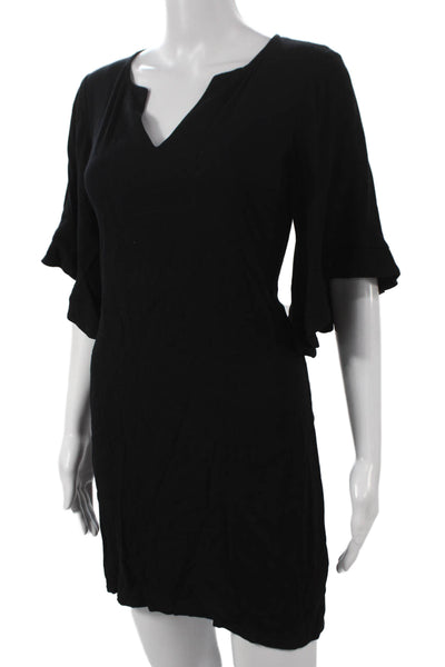 Ella Moss Women Black V-Neck 3/4 Sleeve Mini Dress Rayon Size XS