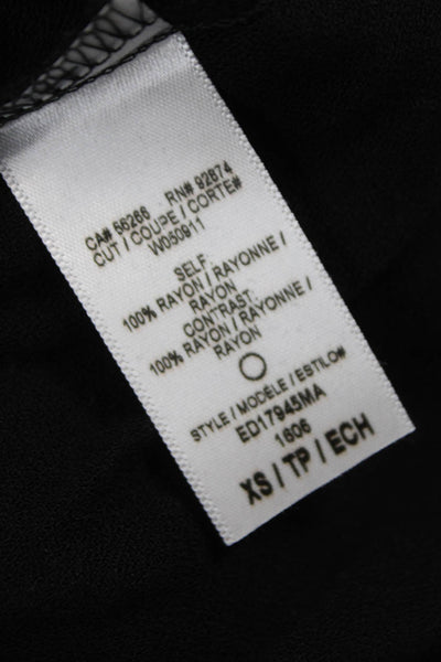 Ella Moss Women Black V-Neck 3/4 Sleeve Mini Dress Rayon Size XS