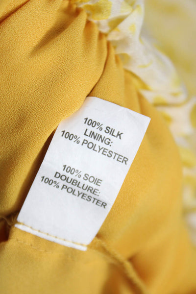 Ramy Brook Womens Petite Yellow Animal Print Blouson V-Neck Dress Silk Size S
