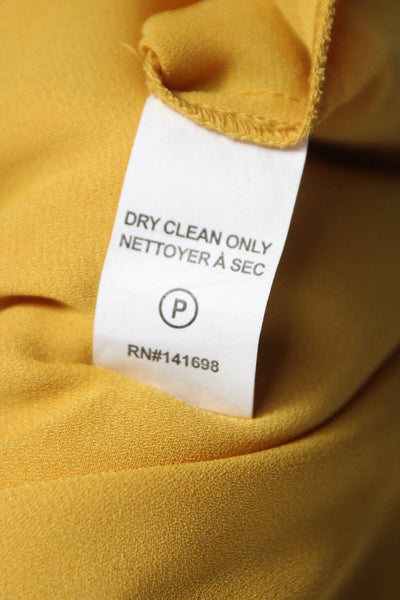 Ramy Brook Womens Petite Yellow Animal Print Blouson V-Neck Dress Silk Size S