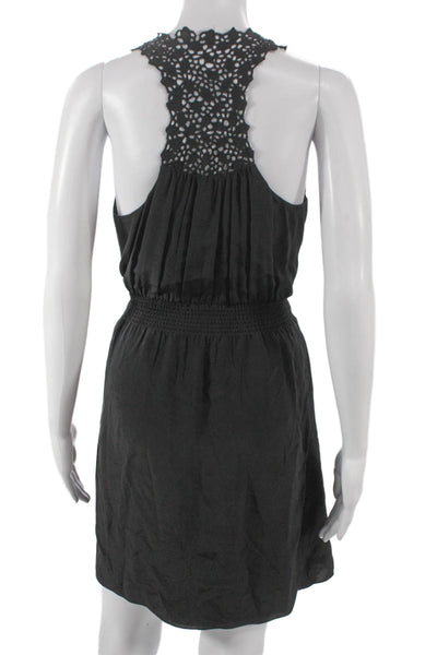 Rebecca Taylor Womens Black Silk Wrap Dress V-Neck Sleeveless Short Tie Size 2