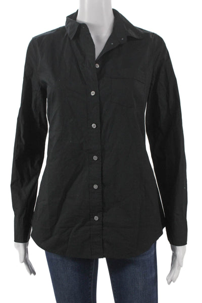 J Crew Womens Basic Black Cotton Collared Long Sleeve Button-Up Size XS
