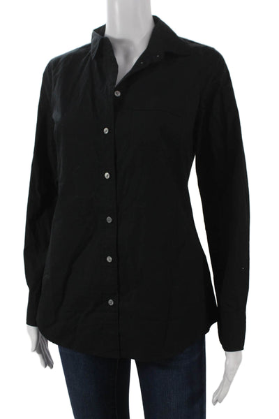 J Crew Womens Basic Black Cotton Collared Long Sleeve Button-Up Size XS