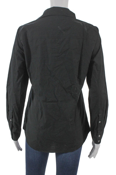 J Crew Womens Basic Black Cotton Collared Long Sleeve Button-Up Size XS