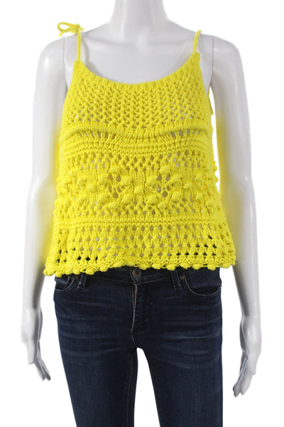 Zara Womens Yellow Cotton Scoop Neck Sleeveless Camisole Size S