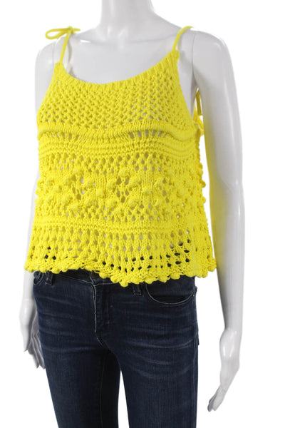 Zara Womens Yellow Cotton Scoop Neck Sleeveless Camisole Size S
