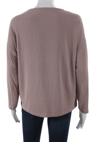 MNG Women Basic Pink V Neck Long Sleeve T Shirt Viscose Blend Size XS