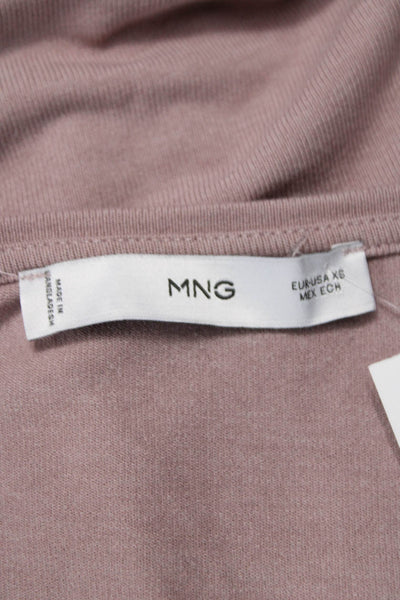 MNG Women Basic Pink V Neck Long Sleeve T Shirt Viscose Blend Size XS