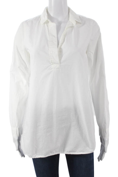 J Crew Womens Collared Cotton Tunic Long Sleeve White Size XS