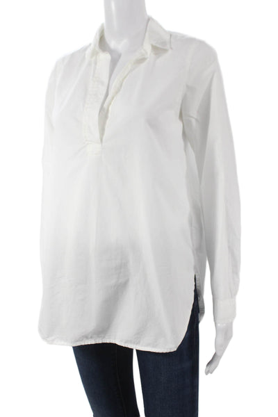 J Crew Womens Collared Cotton Tunic Long Sleeve White Size XS