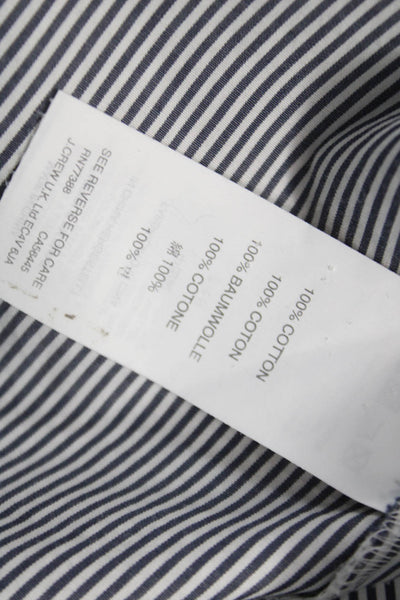 J Crew Women Striped Collared Cotton Button-Up Top Blue Long Sleeve Size 2