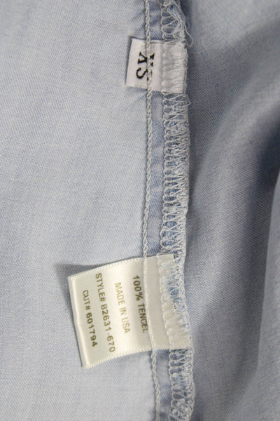Bella Dahl Women Tencel Collared Button Up 3/4 Sleeve Blue Size XS