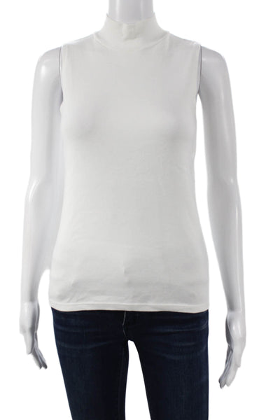 J Crew Women Basic Cotton Mock Neck Sleeveless Tank White Size XS