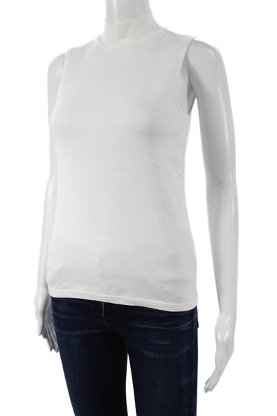 J Crew Women Basic Cotton Mock Neck Sleeveless Tank White Size XS