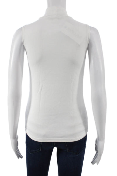 J Crew Women Basic Cotton Mock Neck Sleeveless Tank White Size XS